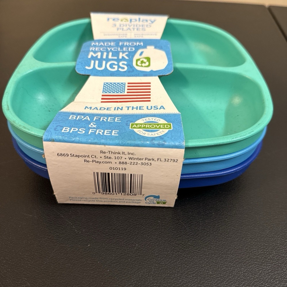 RePlay Kid Friendly Divided Plate Dish Hard Plastic    set  box fc